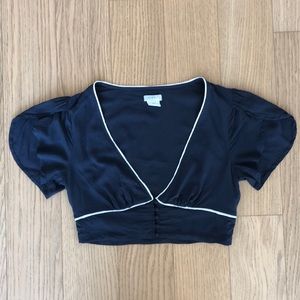 Cooperative delicate cap sleeve crop top blue S